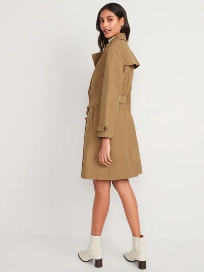 Water-Resistant Tie-Belt Trench Coat for Women - best jackets for women this fall