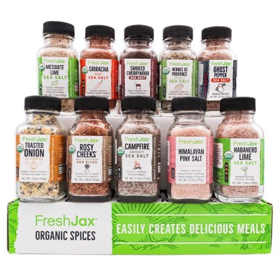 FreshJax Organic Salty Gift Set, Seasoned Sea Salt Sampler (10 Spice Gift Set) - Includes Gift Box