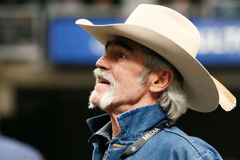 LOS ANGELES, CA - FEBRUARY 22: Yellowstone Actor Forrie J. Smith looks on during the PBR Pluto TV Invitational, on February 22nd, 2022, at the Crypto.com Arena in Los Angeles, California. (Photo by Chris Elise/Icon Sportswire via Getty Images)