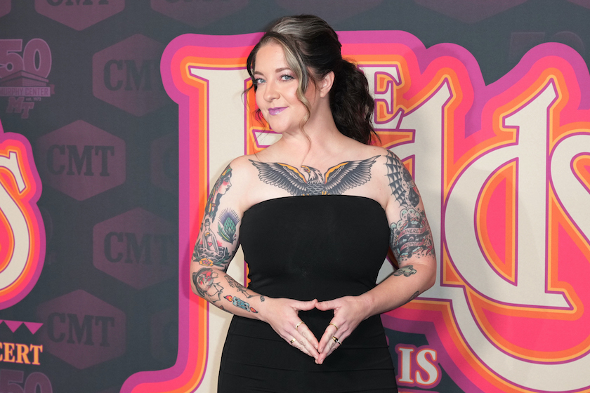 Ashley McBryde poses on the red carpet at The Judds: "Love Is Alive" The Final Concert held at Murphy Center on November 3, 2022 in Murfreesboro, Tennessee.