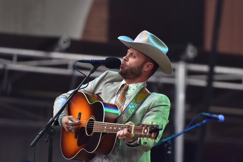 MORRISON, COLORADO - JULY 22: Singer Charley Crockett opens for Orville Peck during his Summertime Tour at Red Rocks Amphitheatre on July 22, 2021 in Morrison, Colorado.