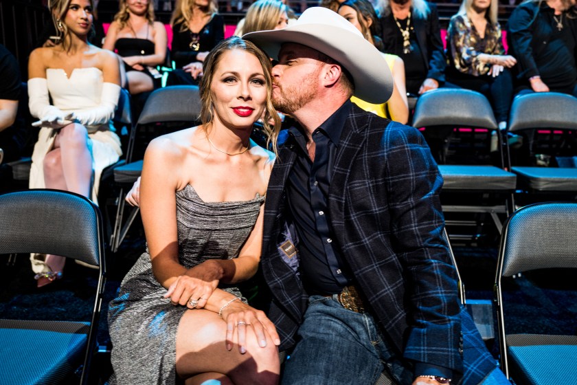 AUSTIN, TEXAS - APRIL 02: (L-R) Brandi Johnson and Cody Johnson attend the 2023 CMT Music Awards at Moody Center on April 02, 2023 in Austin, Texas.