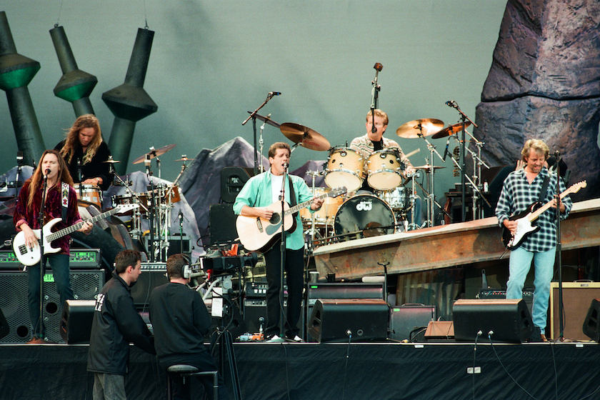 The Eagles performing live at the McAlpine Stadium in Huddersfield. 10th July 1996. (