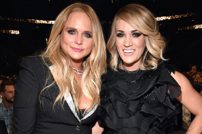 LAS VEGAS, NV - APRIL 02: Recording artists Miranda Lambert (L) and Carrie Underwood attend the 52nd Academy Of Country Music Awards at T-Mobile Arena on April 2, 2017 in Las Vegas, Nevada. (