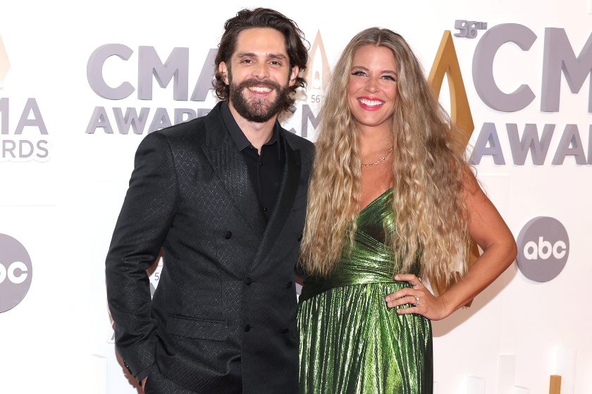 Thomas Rhett and Lauren Akins attend The 56th Annual CMA Awards at Bridgestone Arena on November 09, 2022 in Nashville, Tennessee