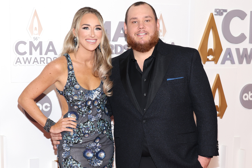 Nicole Hocking and Luke Combs attend The 56th Annual CMA Awards at Bridgestone Arena on November 09, 2022 in Nashville, Tennessee