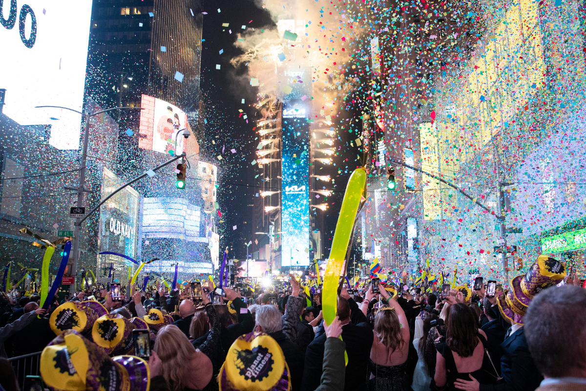 Revelers celebrate during the CD USA New Year's Eve event at the