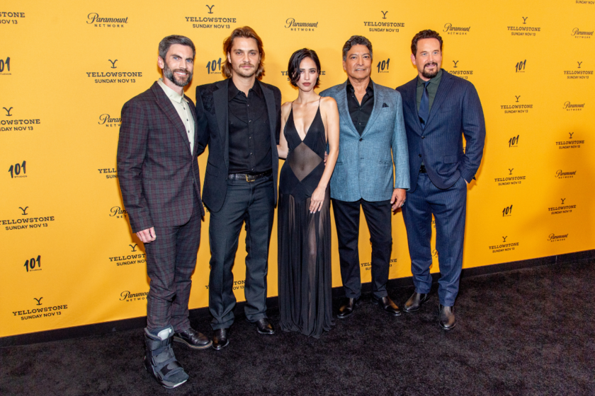 Wes Bentley, Luke Grimes, Kelsey Asbille, Gil Birmingham, Cole Hauser and Kai Caster attend Paramount's "Yellowstone" Season 5 New York Premiere at Walter Reade Theater on November 03, 2022 in New York City