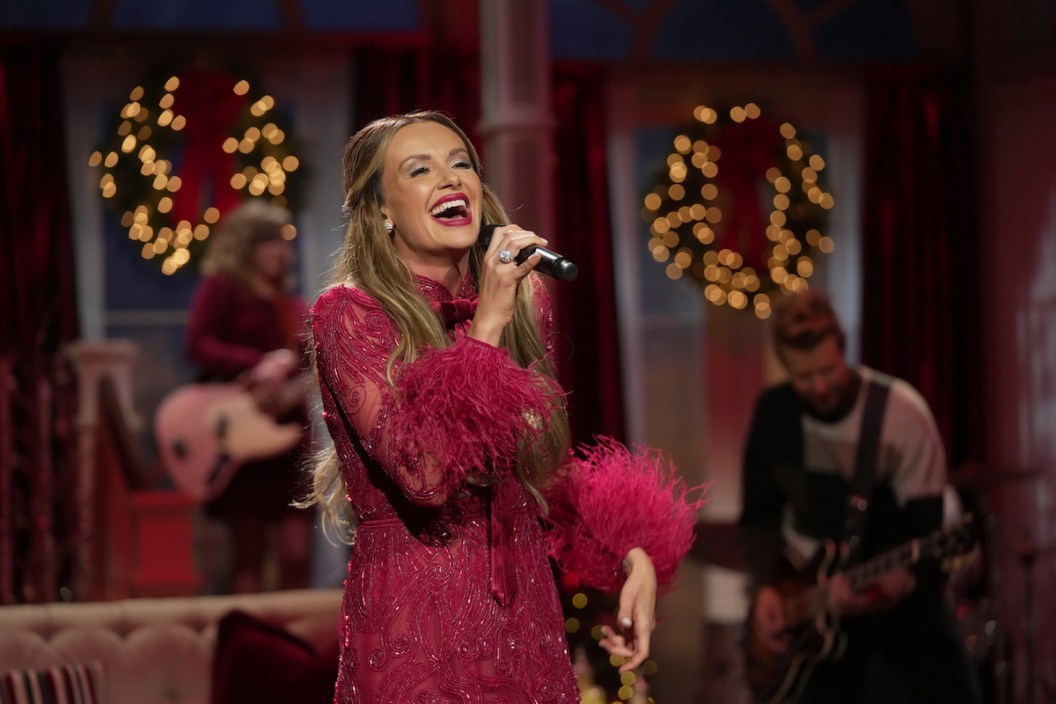 Carly Pearce performs "Man with the Bag” at the 2022 “CMA Country Christmas” special filmed at The Steel Mill in Nashville, Tennessee. “CMA Country Christmas” will air on ABC and next day on Hulu.