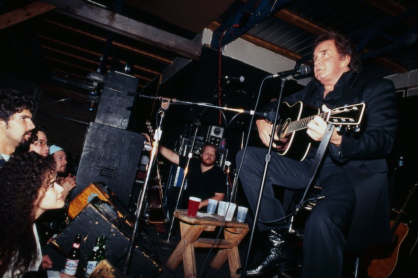 AUSTIN, TX - MARCH 1994: Johnny Cash (1932 - 2003) performs at South by Southwest Music Festival in March 1994 in Austin, TX.