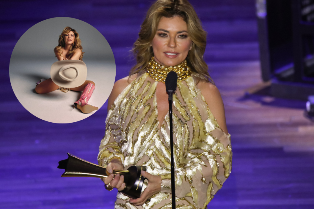 Shania Twain speaks onstage during the 15th Annual Academy Of Country Music Honors at Ryman Auditorium on August 24, 2022 in Nashville, Tennessee./ Waking Up Dreaming single art