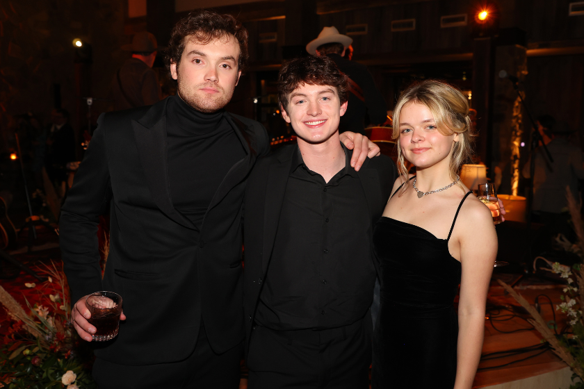 Kai Caster, Kyle Silverstein, and Kylie Rogers attends the premiere for Paramount Network's "Yellowstone" Season 5 at Hotel Drover on November 13, 2022 in Fort Worth, Texas
