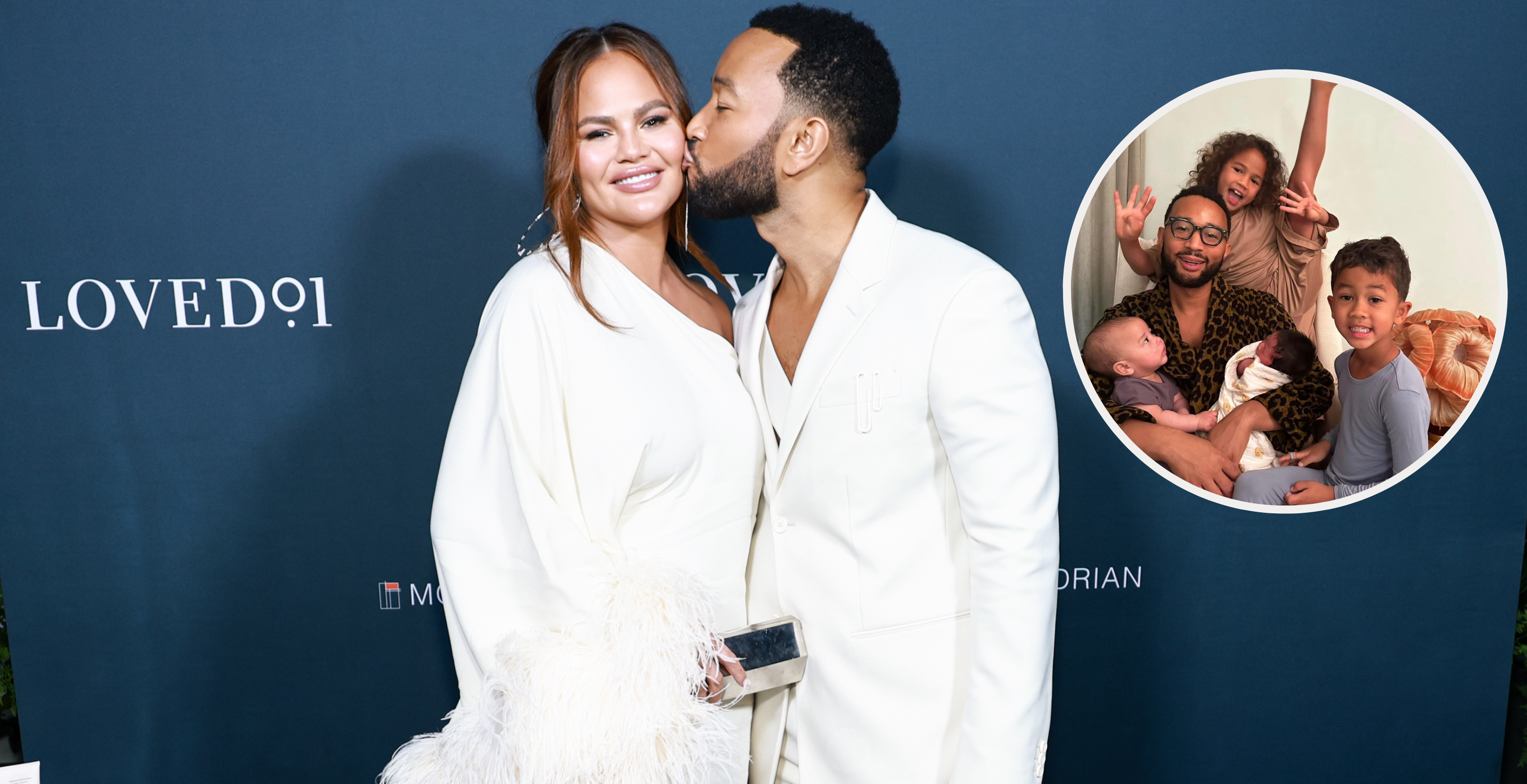 Chrissy Teigen and John Legend attend the LOVED01: Skincare by John Legend launch event at Skybar on March 07, 2023 in West Hollywood, California.