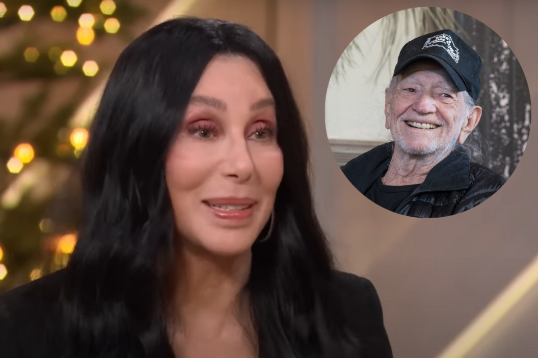 Screengrab from Cher's Dec. 2022 appearance on 'The Kelly Clarkson Show' and SPICEWOOD, TEXAS - APRIL 13: Willie Nelson discusses his new album 'Ride Me Back Home' during a taping for SiriusXM’s Willie’s Roadhouse Channel at Luck Ranch on April 13, 2019 in Spicewood, Texas.