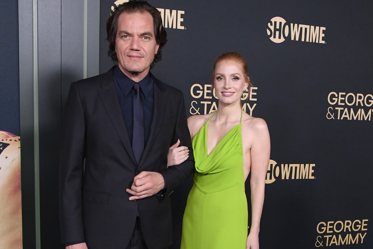 Michael Shannon, Jessica Chastain arrives at the Showtime's "George & Tammy" Premiere Event at Goya Studios on November 21, 2022 in Los Angeles, California