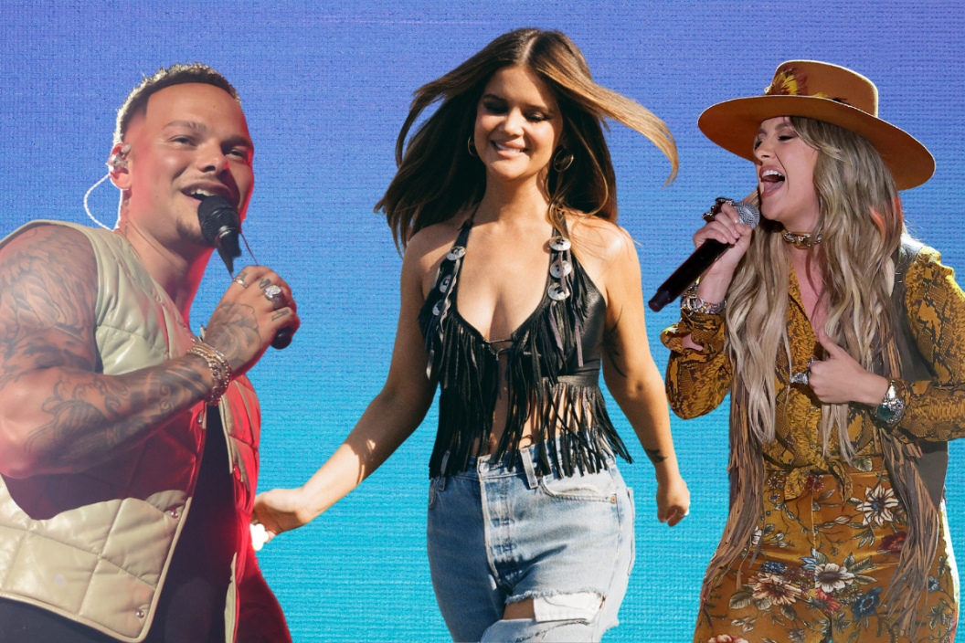 In this image released on August 28, Kane Brown performs for the 2022 MTV VMAs broadcast./ Maren Morris/ Lainey Wilson performs at 2022 CMT Awards