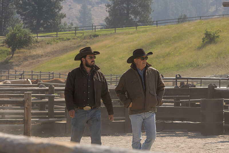 Cole Hauser and Kevin Costner in "Yellowstone"