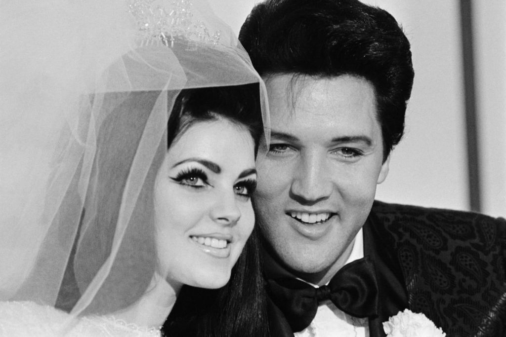 Priscilla and Elvis Presley on their wedding day. 