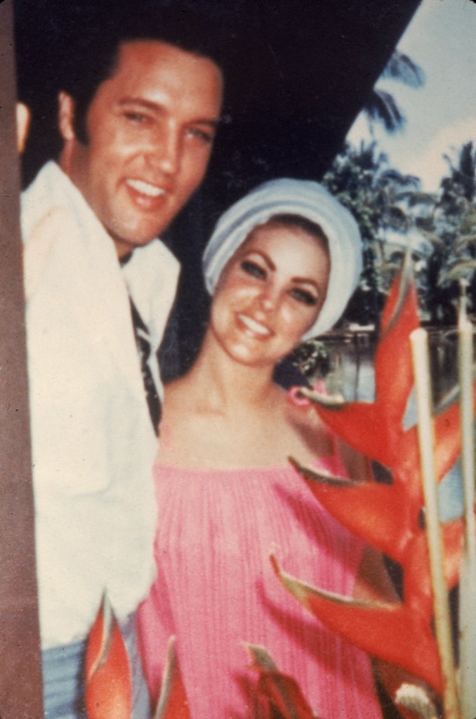 Portrait of American rock and roll singer Elvis Presley (1935 - 1977) and his girlfriend and later wife Priscilla Beaulieu, 1960s.