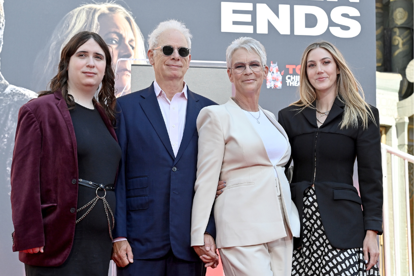Ruby Guest, Christopher Guest, Jamie Lee Curtis and Annie Guest attend the Jamie Lee Curtis Hand and Footprint Ceremony at TCL Chinese Theatre on October 12, 2022 in Hollywood, California