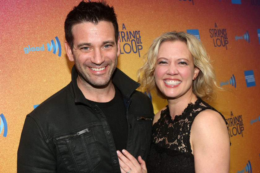 Colin Donnell and Patti Murin pose at the opening night of the new musical "Strange Loop" on Broadway at The Lyceum Theatre on April 26, 2022 in New York City