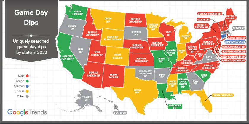 google infographic most popular dips by state
