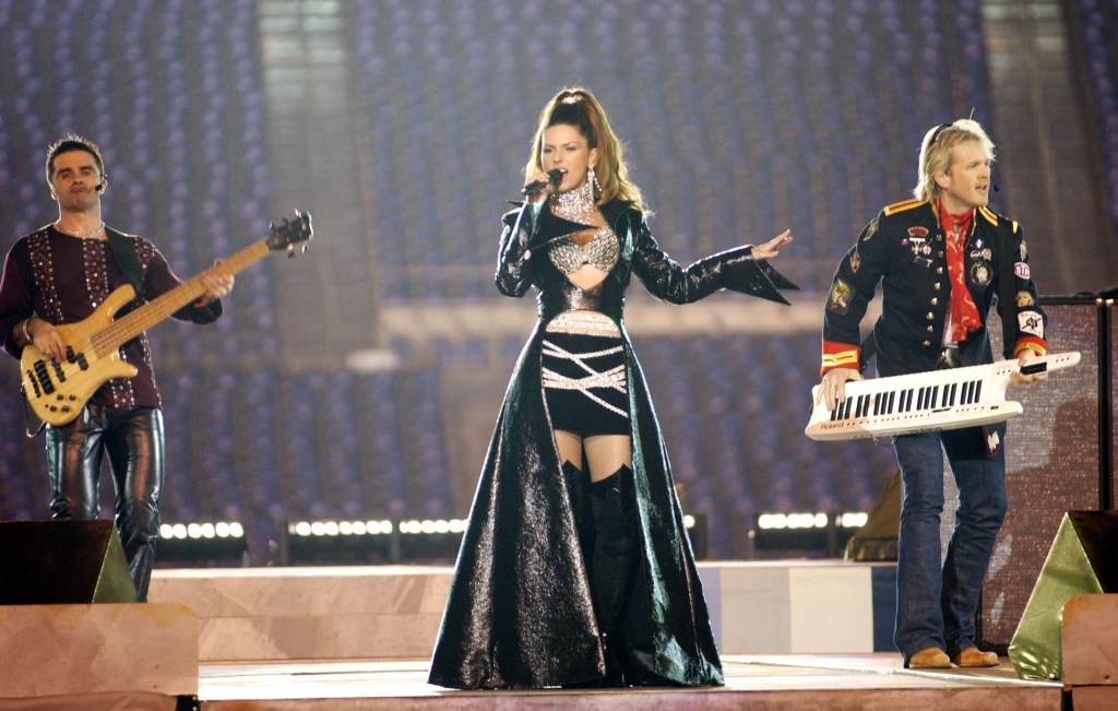 Shania Twain during Super Bowl XXXVII - AT&T Wireless Super Bowl XXXVII Halftime Show - Rehearsal at Qualcomm Stadium in San Diego, California, United States.