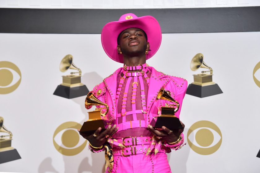 LOS ANGELES, CALIFORNIA - JANUARY 26: Lil Nas X, winner of Best Pop Duo/Group Performance for "Old Town Road" and Best Music Video for "Old Town Road (Official Movie)", poses in the press room during the 62nd Annual GRAMMY Awards at STAPLES Center on January 26, 2020 in Los Angeles, California.