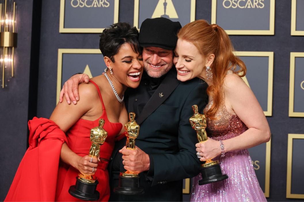 Last year's acting winners (L-R) Ariana DeBose, Troy Kotsur, and Jessica Chastain (Mike Coppola/Getty Images)