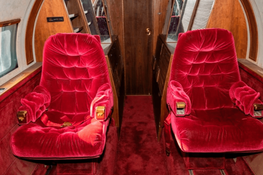 elvis presley red velvet interior private jet