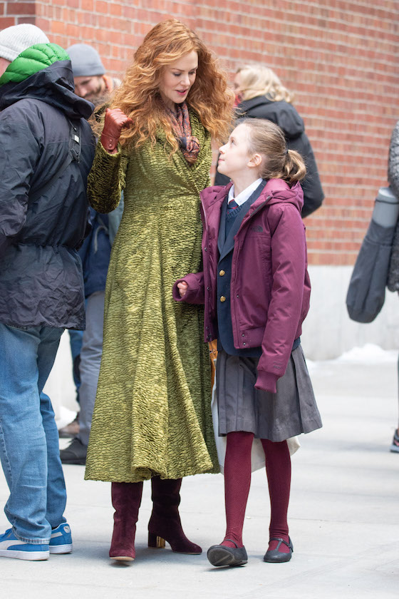 NEW YORK, NY - MARCH 18: Nicole Kidman is seen on the set of 'The Undoing' with daughter, Sunday Urban on March 18, 2019 in New York City. 