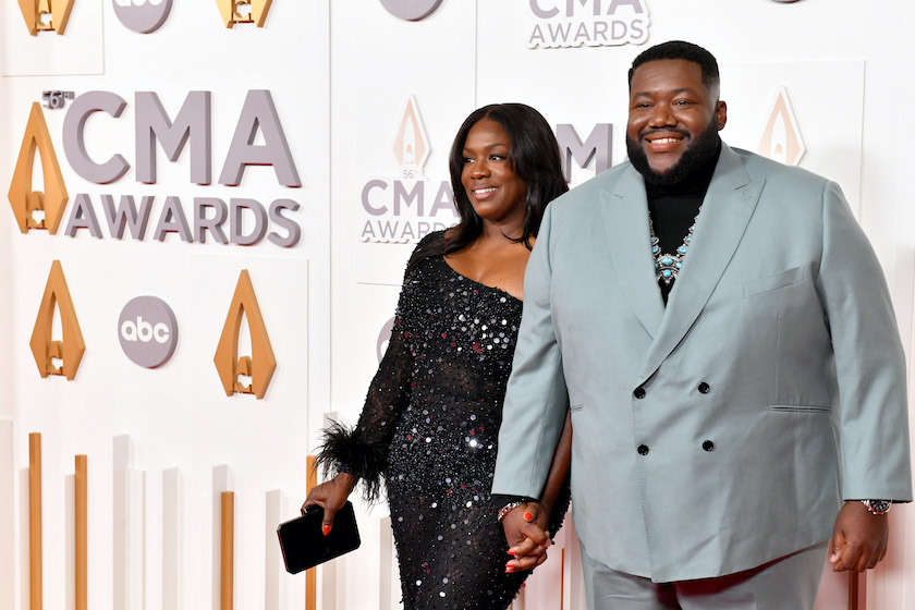 NASHVILLE, TENNESSEE - NOVEMBER 09: Tanya Trotter and Michael Trotter Jr. of The War and Treaty attend The 56th Annual CMA Awards at Bridgestone Arena on November 09, 2022 in Nashville, Tennessee.