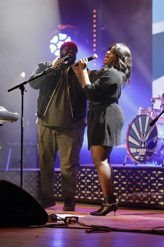 NASHVILLE, TENNESSEE - JANUARY 26: Michael Trotter Jr. and Tanya Blount of The War and Treaty perform onstage at the Musicians On Call celebration of Millions Of Moments at Wildhorse Saloon on January 26, 2023 in Nashville, Tennessee.