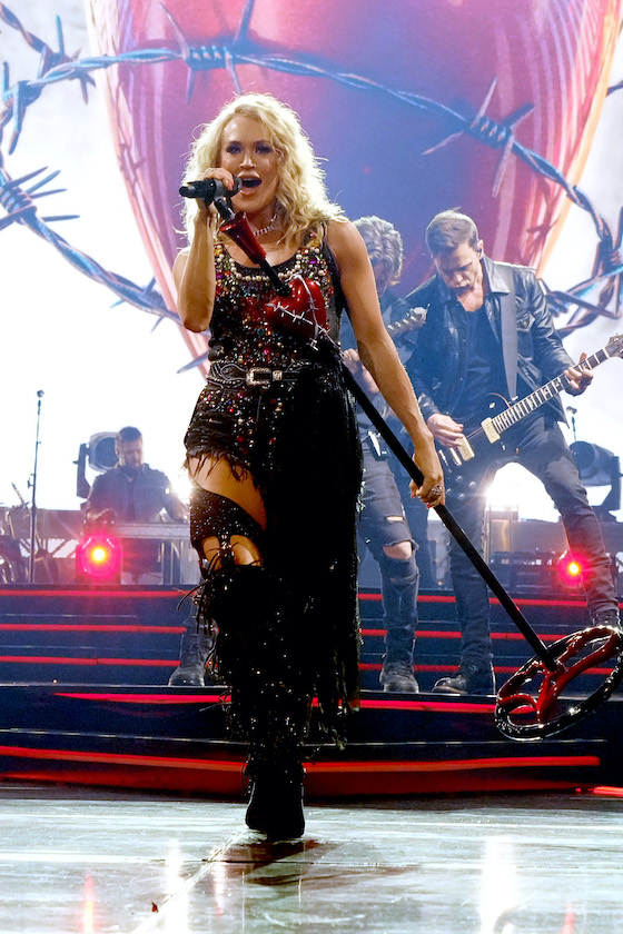 NEW YORK, NEW YORK - FEBRUARY 21: Carrie Underwood performs onstage during "The Denim & Rhinestones Tour" at Madison Square Garden on February 21, 2023 in New York City.