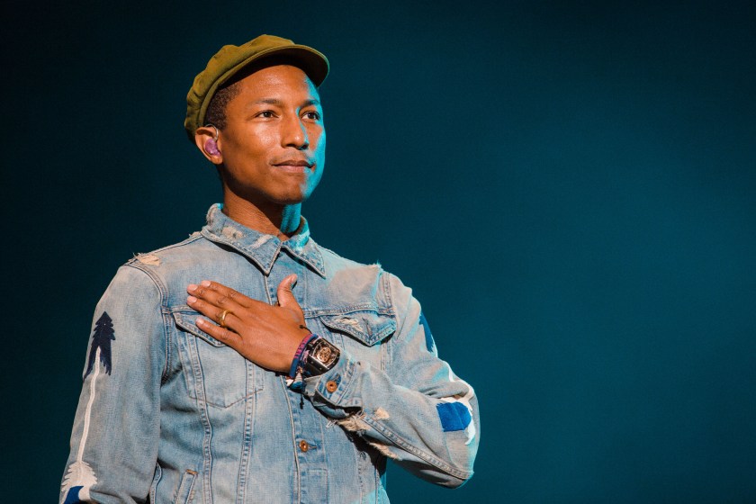 SAO PAULO, BRAZIL - MARCH 29: Pharrell Williams performs during 2015 Lollapalooza Brazil at Autodromo de Interlagos on March 29, 2015 in Sao Paulo, Brazil.