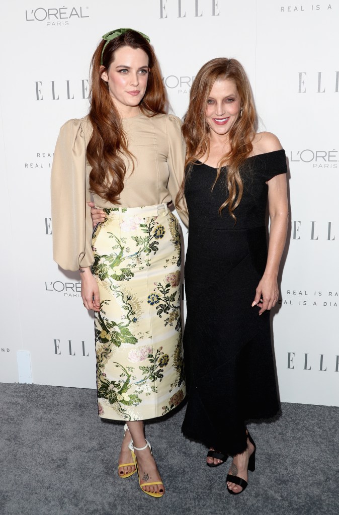 LOS ANGELES, CA - OCTOBER 16: Riley Keough (L) and Lisa Marie Presley attend ELLE's 24th Annual Women in Hollywood Celebration at Four Seasons Hotel Los Angeles at Beverly Hills on October 16, 2017 in Los Angeles, California.