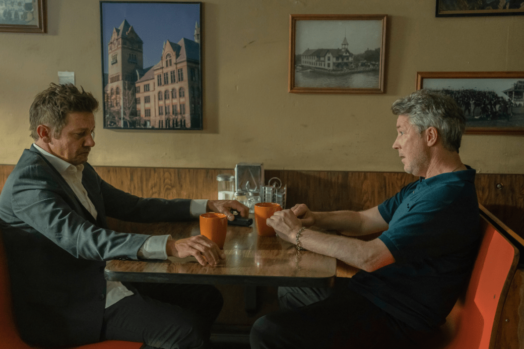 MAYOR OF KINGSTOWN: “Peace in the Valley”- Jeremy Renner as Mike McLusky and Aidan Gillen as Milo Sunter in season 2, episode 9 of the Paramount + series MAYOR OF KINGSTOWN. Photo Cr: Dennis P. Mong Jr./Paramount +