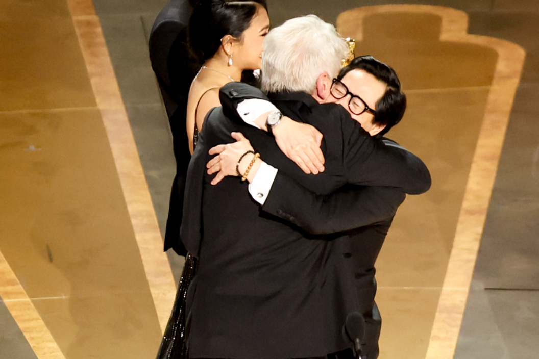 Harrison Ford and Ke Huy Quan embrace at the 95th Annual Academy Awards held at Dolby Theatre on March 12, 2023 in Los Angeles, California