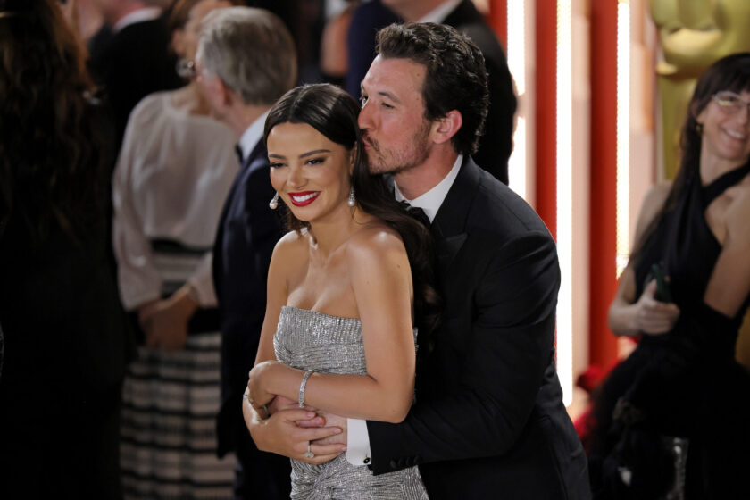 Keleigh Sperry and Miles Teller attend the 95th Annual Academy Awards on March 12, 2023 in Hollywood, California.