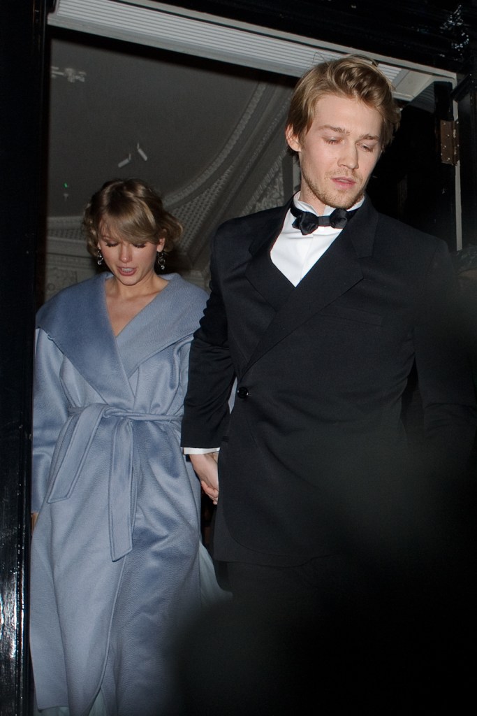 LONDON, ENGLAND - FEBRUARY 10: Taylor Swift and Joe Alwyn seen attending the Vogue BAFTA party at Annabel's club in Mayfair on February 10, 2019 in London, England.