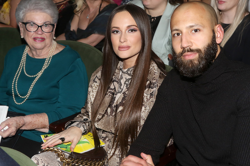 NEW YORK, NEW YORK - APRIL 04: (EXCLUSIVE COVERAGE) (L-R) Barbara Musgraves, Kacey Musgraves and boyfriend Cole Schafer pose at the opening night of the new musical "Shucked" on Broadway at The Nederlander Theatre on April 4, 2023 in New York City. 