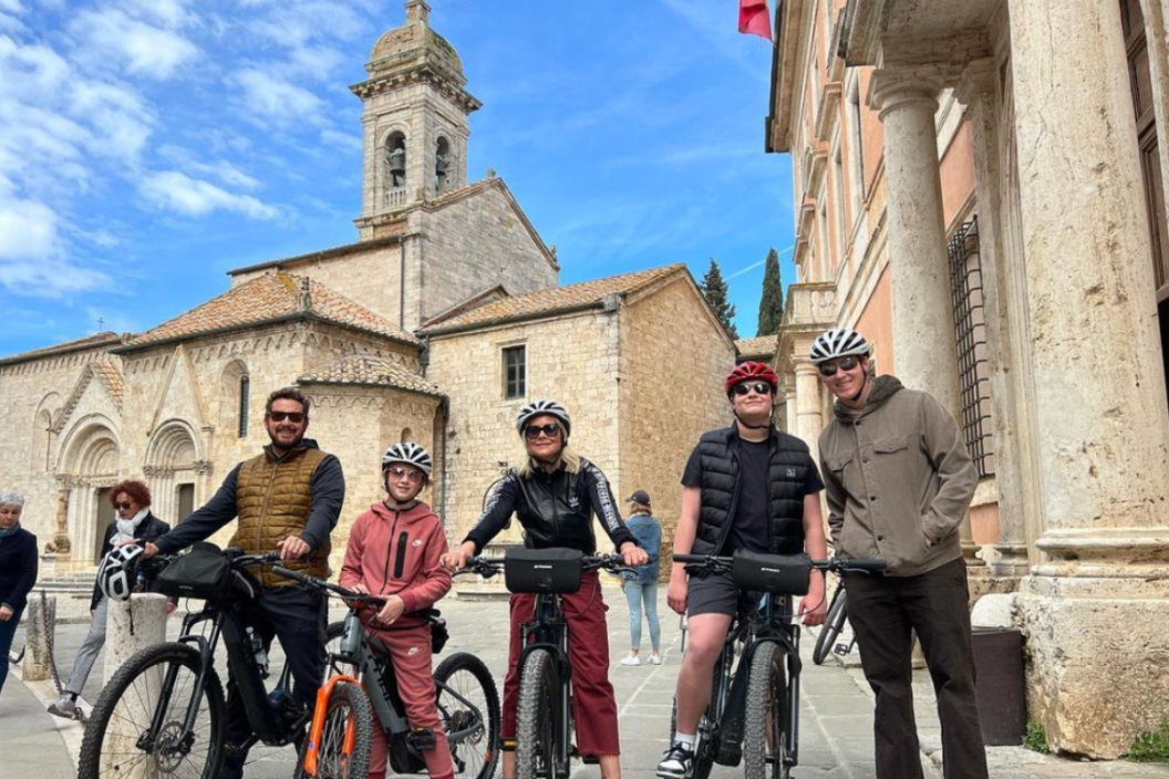 cole hauser family on bicycles in italy