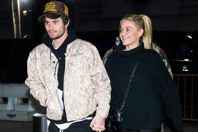 Chase Stokes (L) and Kelsea Ballerini are seen in Midtown on March 05, 2023 in New York City