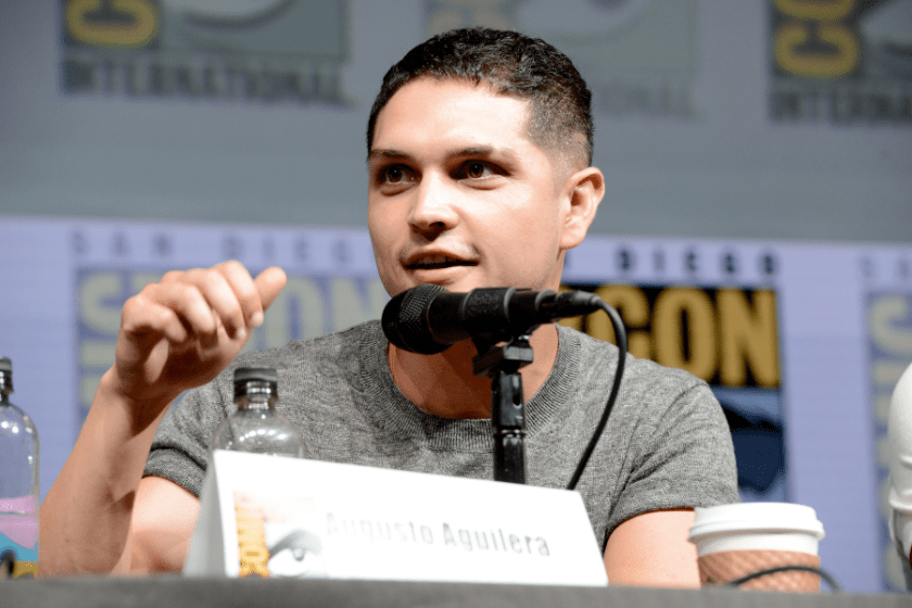 Augusto Aguilera speaks onstage during the 20th Century Fox's "The Predator" panel during Comic-Con International 2018 at San Diego Convention Center on July 19, 2018 in San Diego, California