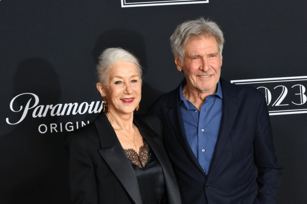 Helen Mirren and Harrison Ford attend the Los Angeles Premiere Of Paramount+'s "1923" at Hollywood American Legion on December 02, 2022 in Los Angeles, California.