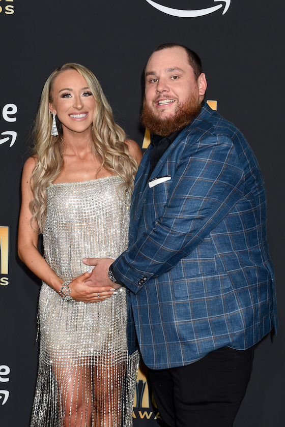 Nicole Hocking and Luke Combs at the 58th Academy of Country Music Awards from Ford Center at The Star on May 11, 2023 in Frisco, Texas. 