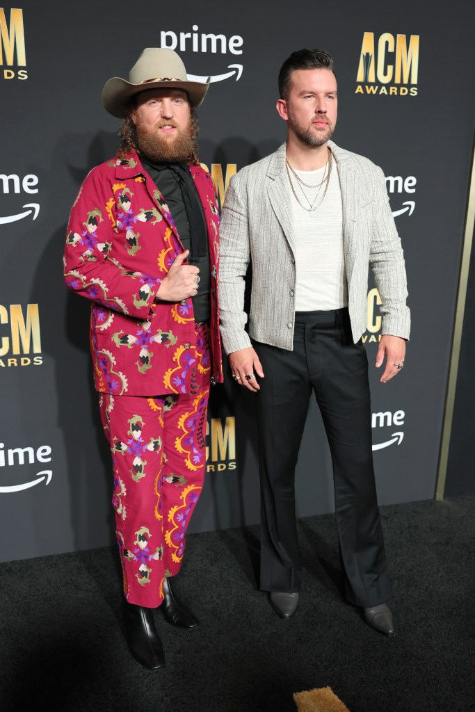 FRISCO, TEXAS - MAY 11: (L-R) John Osborne and T.J. Osborne of Brothers Osborne attend the 58th Academy Of Country Music Awards at The Ford Center at The Star on May 11, 2023 in Frisco, Texas. 
