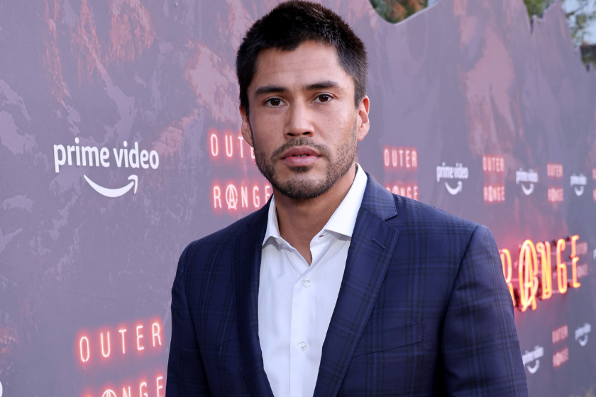 Martin Sensmeier attends Prime Video Red Carpet Premiere For New Western Series "Outer Range" at Harmony Gold on April 07, 2022 in Los Angeles, California