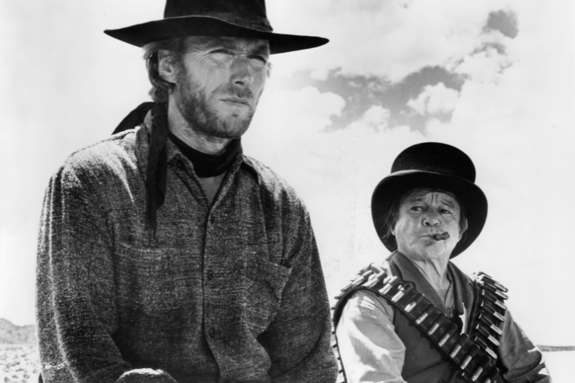 Clint Eastwood and Billy Curtis in a scene from the film 'High Plains Drifter', 1973