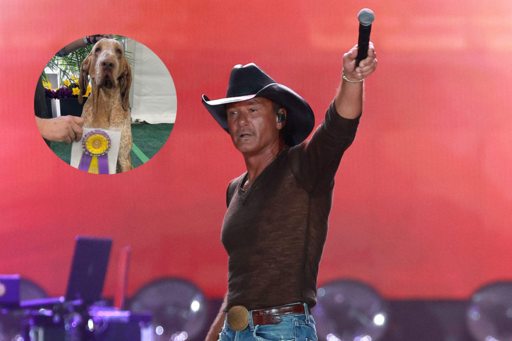 HOUSTON, TEXAS - APRIL 02: Tim McGraw performs during the 2023 March Madness Music Festival at Discovery Green on April 2, 2023 in Houston, Texas and screengrab of McGraw's award-winning best friend.